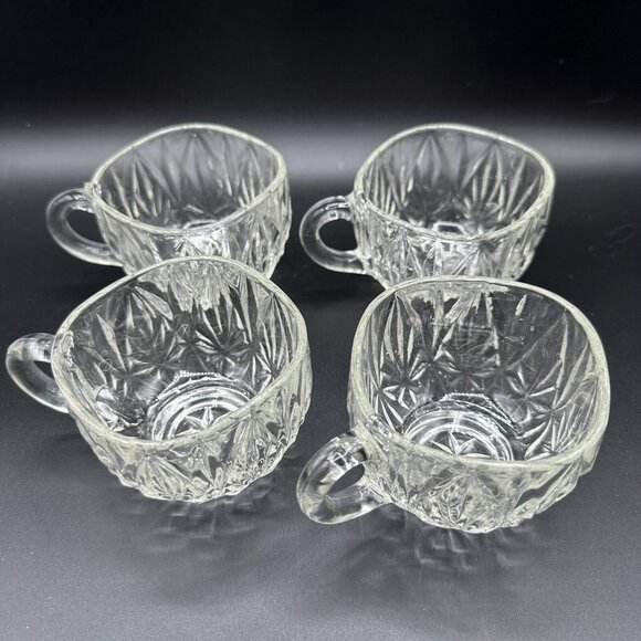 Williamsport Hazel Atlas Square Pressed Glass Vintage Punch Cups Lot of 4 - Picture 1 of 9